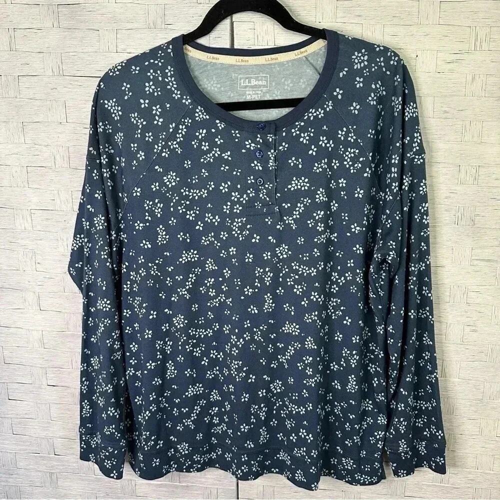 LL Bean 50% pima cotton & 50% modal 1/4 button top soft, comfy cozycore petite